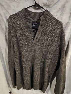 Bass Men’s Gray Knit Button-Detail Pullover Sweater